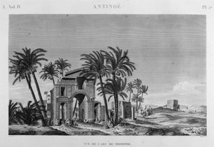 アンティノエ："Description of Egypt "に描かれた凱旋門の風景、Imperial Editions 作： Unknown artist