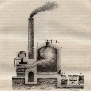 Michel de Marseilleが製作した粗悪な硫黄の蒸留装置 - Louis Figuierの「Les Merveilles de l