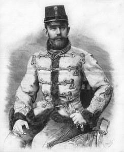 ハプスブルク家のロドルフ大公（1858-1889）、オーストリアの皇太子、1889年のエングレーヴィング。 作： Unknown artist