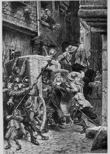 ギゾーの「Histoire de France」におけるBrouselの逮捕（debuts de la Fronde）。 作： Unknown artist