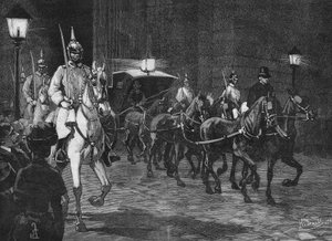 ハプスブルク家のロドルフ大公（1858～1889年）の遺骨が到着。 作： Unknown artist