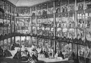 デパート「Au Corner de la rue」（モンテスキュー通りとボン・ザンファン通りの角）の外観。1864年9月、パリ。 作： Unknown artist