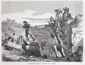 ニネベ遺跡のアッシリアの翼のある雄牛 - "Tour du monde" 1st sem.に掲載。1863.