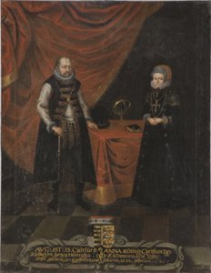 Auguste I, electeur de Saxe et princesse Anne du Danemark - ザクセン選帝侯アウグストゥス(1526-1586)とザクセン選帝侯アンネ(1532-1585)の肖像、匿名 .キャンバスに油彩。サイズ：103x79,5 cmストックホルム国立博物館 作： Unknown artist
