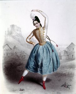 オーストリアのダンサー、ファニー・エルスラー（1810-1884）のバレエ「クラクフ」（La gipsy）1842年 19世紀のプリント 作： Unknown artist