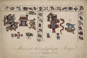 バチカン図書館所蔵のアステカ象形文字写本（リトグラフ）