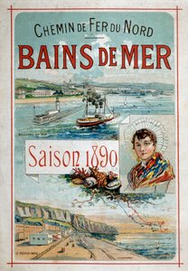 Bains de mer:ブローニュ＝シュル＝メール、ル・トレポート - 北部鉄道の広告ポスター 作： Unknown artist