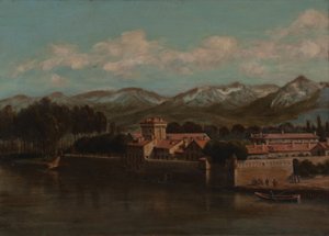 グルノーブルのイゼール河岸、山の眺め 1864年 （油彩・カンヴァス） 作： Unknown artist