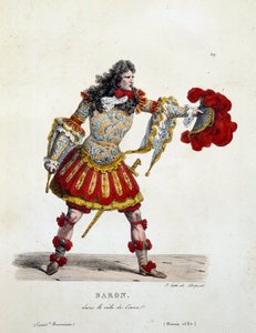 1680年のシナ役のバロンの衣装。Hippolyte Lecomte（1781-1857）のフランス喜劇の衣装。19世紀のエングレーヴィング。コル。行こう。