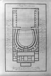 ca. 1776-1778 Italy (Teatro alla scala) (ミラノ、スカラ座の地下の建築地図) エングレーヴィング