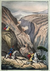 フランス軍とアラブ・レジスタンスとの間で、アトラス山の峠にあるMouzaìaのテニアでの戦い。 作： Unknown artist