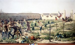1859年6月24日、フランス・サルデーニャ軍とオーストリア軍が対戦したロンバルディア州ソルフェリーノの戦い。Museo del Risorgimento.ミラノ 作： Unknown artist