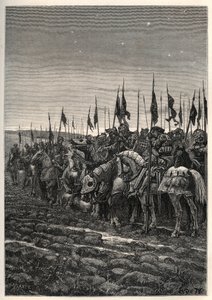 アジンクールの戦いの前に - 100年に一度の戦争。アジンクールの戦い（Pas-de-Calais） 10月25日 作： Unknown artist