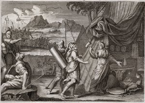 ロワイヨモンの聖書、旧約聖書。シスラの死。ヤエル(Jael)がカナン軍の首領シスラ(Sisera or Sisara)を殺す。1811年のイラスト。 作： Unknown artist