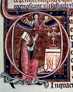 祈りを捧げるブランシュ・ド・カスティーユ フランス王妃（1188年～1252年） サン・パストゥスのウィリアムによる写本「サン・ルイの生涯と奇跡」のミニチュア 作： Unknown artist