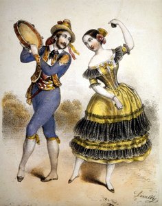 ボレロ。1850年頃のエングレーヴィング。 作： Unknown artist