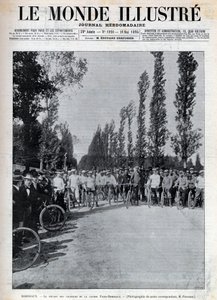 ボルドー - パリ-ボルドー間のレースのスタート地点 - 1895年の「The Illustrous World」の表紙-。 作： Unknown artist