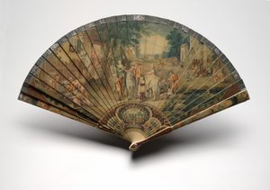 狩猟シーンのあるブリセファン、1880〜1900年頃（セルロイドの刃に油を塗った、紙のリボン、偽のべっ甲、真鍮） 作： Unknown artist