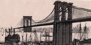 The World Illustrates 168 Views」に掲載されたアメリカ・ニューヨークのブルックリン橋 未発表（19世紀後半 作： Unknown artist