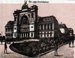 ハンガリー・ブダペスト：Magyar Kiralyi allavasutsk（鉄道駅）の風景。「世界図説168景」より 未撮影（19世紀後半 作： Unknown artist