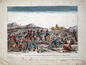 プロイセンとポーランドの戦い (1806-1807) "Napoleon I on Battlefield of Eylau on 9/02/1807" - On the Battlefield of Eylau - Anonymous - 1807 - Etching, watercolour - 33,4x44,5 - Private Collection 作： Unknown artist