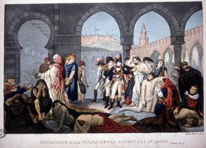 エジプト遠征（1798年〜1801年）。1800年頃、エジプトのヤッファ・ペスティファーを訪れるナポレオン。 作： Unknown artist