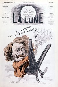 ナダール（1820-1910）航空宇宙飛行士の風刺画。1867年2月6日付「The Moon」の表紙。 作： Unknown artist