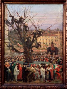 ローマの街のカーニバル風景 匿名の絵画19世紀 ローマ、フォルクローレ博物館 作： Unknown artist