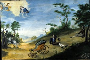 馬車の事故。1827年にモンツァのマドンナ・デレ・グラツィエの聖域から出土したもの。 作： Unknown artist