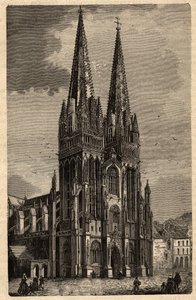 カンペールのサン・コランタン大聖堂 - Cathedrale Saint-Corentin de Quimper - "PATRIE" の刻印 - DESCRIPTION PECTUREQUIREQUE DE LA FRANCE EN 6 VOLUES BY LUCIEN HUARD - 19世紀末 作： Unknown artist
