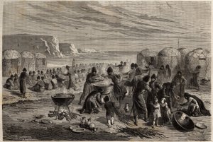 カウダ・ヨリ（cauda-yoli）は、家族とベタイルのために神の保護を祈るトルコ人の年に一度の宗教的な祝祭で、この機会に15頭ほどの羊を犠牲にできる家族によって組織され、コミュニティ全体が招待されます。エングラヴィン 作： Unknown artist