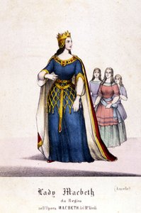 ウィリアム・シェイクスピアの作品を題材にしたジュゼッペ・ヴェルディ（1813〜1901）のオペラ「マクベス」におけるマクベス夫人のキャラクター。1847.エングレーヴィング。 作： Unknown artist