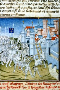 Charles Martel in Poitiers, 732 - 14世紀のミニチュア (ref. 512, 074r) トゥールーズ市立図書館に許可を求める (tel: 05 62 27 66 66) 作： Unknown artist