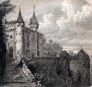 サン・ポーリアンのロシュランベール城 (chateau-de-la-rochelambert) - オート＝ロワール地域圏 - オーヴェルニュ＝ローヌ＝アルプ地域圏 - 1867年頃のエングレーヴィング 作： Unknown artist