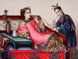 座ってアヘンを吸う中国の貴族 - sd 19世紀 作： Unknown artist