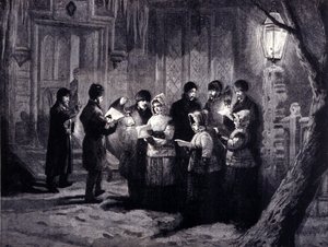 カナダのクリスマスの夜：朗読と祈りの言葉19世紀の彫像 作： Unknown artist