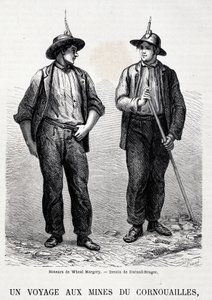イギリスの炭鉱：Wheal Margeryの2人の鉱夫、"Tour du Monde" 作： Unknown artist