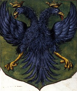 ロシアの紋章には2つの頭を持つ鷲が描かれています。19世紀 作： Unknown artist