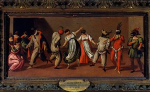 コメディア・デラルテ「イタリア舞踏喜劇の仮面」17世紀の匿名の絵画-ミラノ、スカラ座博物館 作： Unknown artist