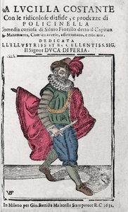 コメディア・デラルテ：マタモーレ隊長（Capitano Matamoros）役のシルビオ・フィオリッロ、ミラノ1632年。