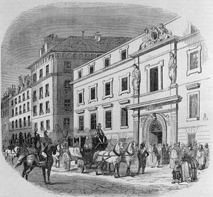 パリのフォーブール・ポワソンニエール通りにある音楽院：コンサートの様子をご紹介します。1860年に制作されたエングレービング 作： Unknown artist