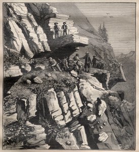 アルプスの山道の建設 - エングレービング "La Science francaise "にて 作： Unknown artist