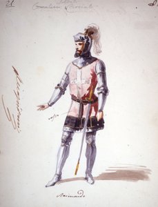 ジュゼッペ・ヴェルディ（1813〜1901）が1843年に作曲したオペラ『ロンバルディ』（『第一回十字軍のロンバルディたち』）の衣装。匿名の水彩画。ミラノ・スカラ座で上演されたライモンドのキャラクター。 作： Unknown artist