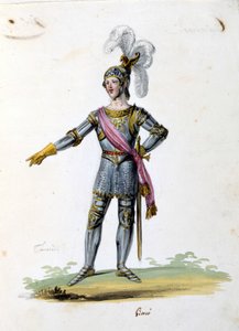 ジョアッキーノ・ロッシーニのオペラ「タンクレディ」のためにジローニが描いたタンクレディ役の衣装。1813