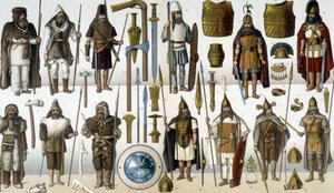 蛮族のコスチューム、鎧、武器 作： Unknown artist