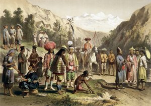 中国南部のタ・リー王国の衣装。F.ガルニエ編「1866年～1868年のインドシナ探検航海の地図 作： Unknown artist