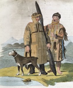 ロシアの地方から来たカップルとその犬 - 彫刻 作： Unknown artist