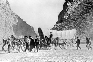 幌馬車と入植者が西部を横断 c. 1850年