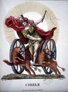 サイベレは自然の繁殖力を象徴する神で、「Dizionario mitologico」に記載されています。ティントレットの絵をもとにした19世紀の版画で、ミラノのブレラ美術館に所蔵されています。 作： Unknown artist