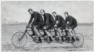 quadruplette gladiator "という自転車に乗ったサイクリスト。"La Nature "に掲載された彫刻 作： Unknown artist